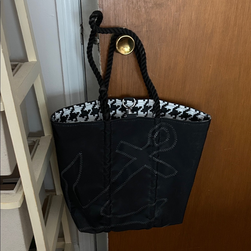 Nautical Black Tote Bag with Anchor Design